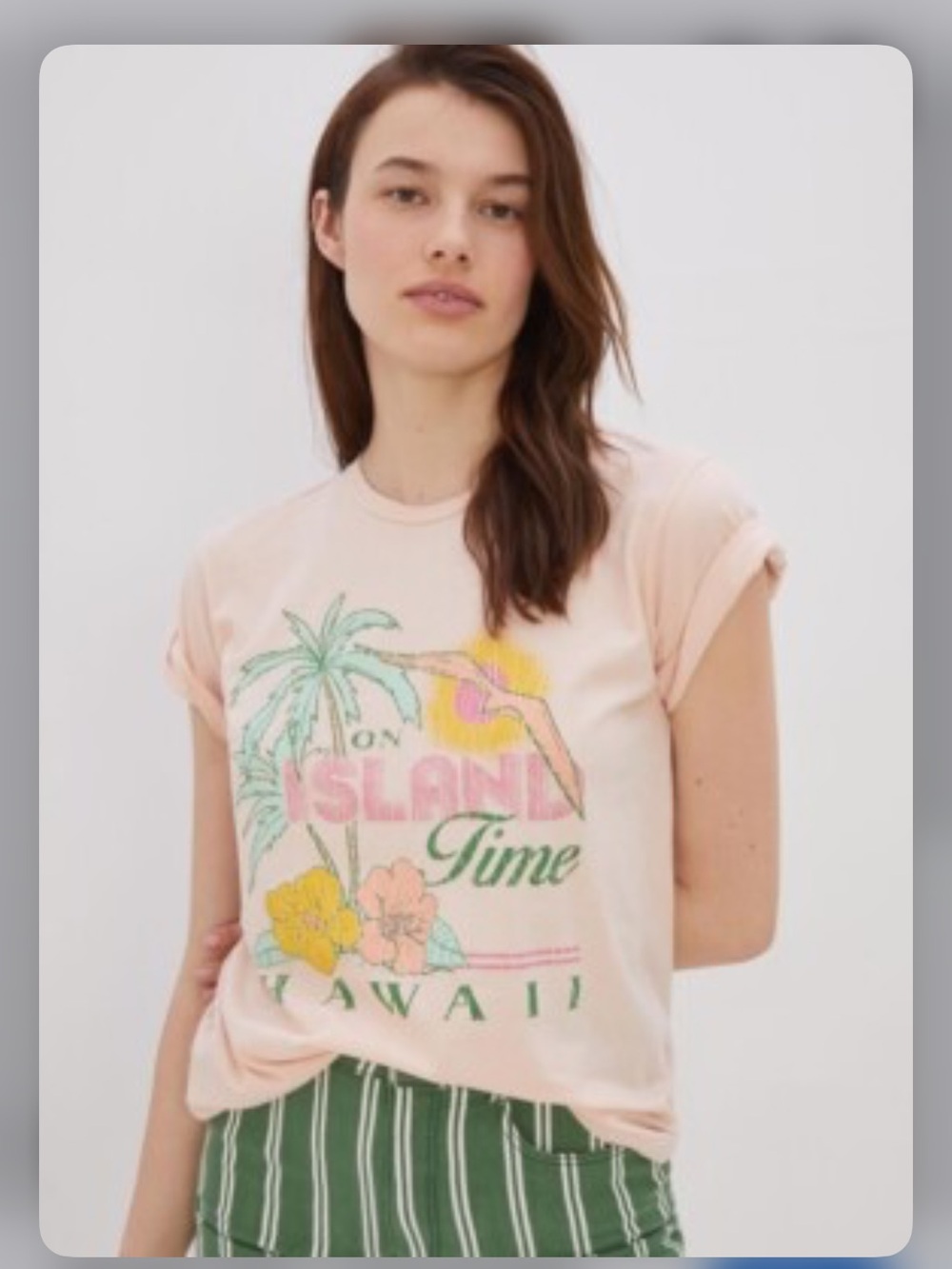Anthropologie Midnight Rider Pink 'Island Time' Graphic Tee